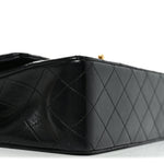 Lambskin Quilted Medium Double Flap Black