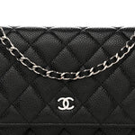 Caviar Quilted Wallet on Chain WOC Black