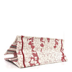 Canvas Embroidered Medium Dioramour D-Royaume Book Tote Red Multicolor