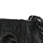 Calfskin Crocodile Embossed Monogram Medium Niki Shopping Bag Black