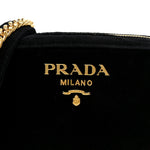 Velluto Zip Top Chain Shoulder Bag Black