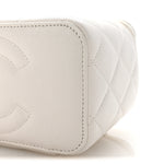 Caviar Quilted Crystal Hearts Small Vanity Case With Chain White