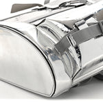 Mirror Effect GG Monogram Appia Calfskin Web Double Buckle Backpack Silver