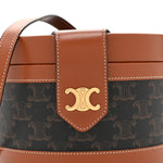 Calfskin Triomphe Canvas Medium Tambour Bag Tan