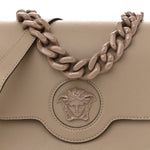 Grained Calfskin La Medusa Flap Shoulder Bag Taupe
