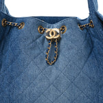 Washed Denim Quilted Small Chanel 25 Handbag Blue