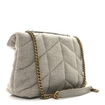 Jersey Quilted Toy Loulou Puffer Monogram Chain Satchel Chalk Beige