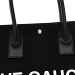 Linen Calfskin Rive Gauche Tote Black