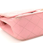 Caviar Quilted Medium Double Flap Light Pink