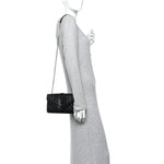Grain De Poudre Textured Mixed Matelasse Triquilt Small Monogram Satchel Black