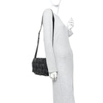 Paper Calfskin Maxi Intreccio Padded Cassette Crossbody Bag Black