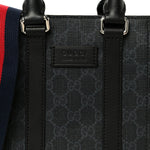 GG Supreme Monogram Appia Calfskin Web Mini Tote Bag Black