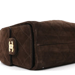Suede Quilted Mini Chanel 25 Handbag Dark Brown
