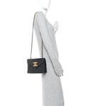 Lambskin Quilted Envelope Flap Black