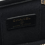 Lambskin Quilted Mini Vanity Case With Pearl Chain Black