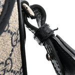 GG Supreme Monogram Textured Dollar Calfskin Web Studded Mini Ophidia Flap Shoulder Bag Beige Blue
