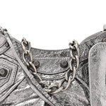 Metallic Agneau Arena Le Cagole Chain Shoulder Bag XS Silver