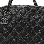 Nylon Quilted Tweed Stitch Bubble Camera Case Black