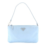 Re-Nylon Vela Saffiano Mini Pochette Bag Celeste