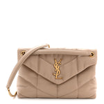 Lambskin Quilted Small Loulou Puffer Monogram Chain Satchel Dark Beige