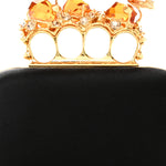 Satin Butterfly Knuckle Duster Box Clutch Black