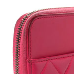 Lambskin Quilted Large Zip Around Organizer Wallet Pink