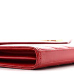 Grain De Poudre Matelasse Chevron Monogram Chain Wallet Red