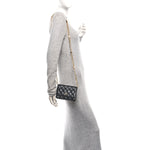 Lambskin Quilted CC Pearl Enamel Clutch on Chain WOC Black