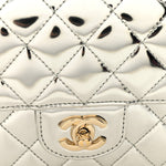 Mirror Calfskin Metallic Calfskin Quilted Hollywood Boulevard Mini Flap With Star Coin Purse Silver