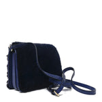 Mink Fur Snakeskin Crossbody Bag Navy