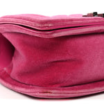 Velvet Quilted Small Boy Flap Fuchsia