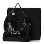 Shiny Calfskin Quilted Chanel 22 Black White