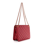 Calfskin Quilted CC Chain Accordion Tote Red