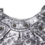 Metallic Agneau Arena Leopard Le Cagole Shoulder Bag XS Dark Grey