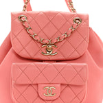 Lambskin Quilted Small Duma Drawstring Backpack Light Pink