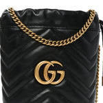 Calfskin Matelasse Mini GG Marmont 2.0 Bucket Bag Black