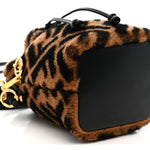 Shearling Vitello Dolce F is Fendi Macro FF 1974 Mini Mon Tresor Bucket Bag Tobacco Black