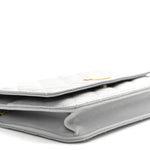 Caviar Quilted Textured CC Wallet On Chain WOC Grey