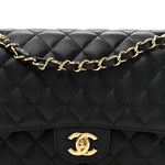 Caviar Quilted Medium Double Flap Black