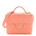 Caviar Quilted Handy Box Vanity Case Orange