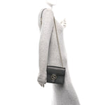 Dollar Calfskin Small Interlocking G Shoulder Bag Black