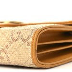 Raffia GG Monogram Matelasse GG Marmont Chain Wallet Natural Beige Off White Sun Oil