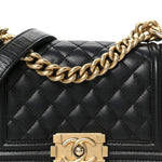 Caviar Quilted Small Boy Flap Black