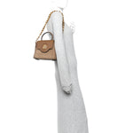 Calfskin Canvas Allover La Medusa Small Top Handle Handbag Brown