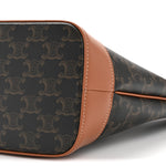 Triomphe Canvas Calfskin Small Bucket Bag Tan