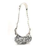 Agneau Arena Graffiti Le Cagole Shoulder Bag XS White Black