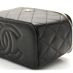 Caviar Quilted Small Vanity Case With Chain Black