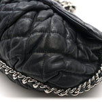 Washed Lambskin Quilted Medium Chain Around Messenger Black