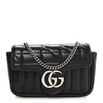 Calfskin Matelasse Aria Super Mini GG Marmont Shoulder Bag Black