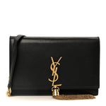 Smooth Calfskin Classic Monogram Kate Tassel Chain Wallet Black